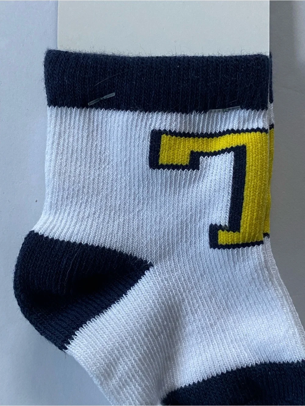 Trinity College Baby Socks 3-6 Months New Bantams Logo “T” Yellow Blue NWT